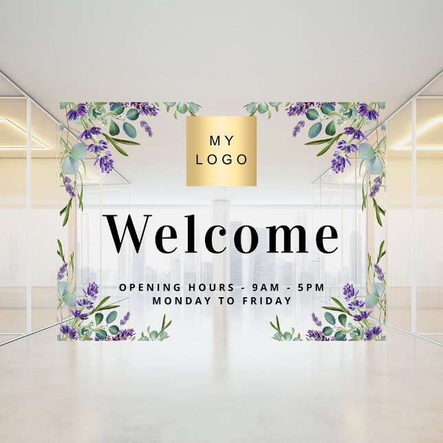 Business logo welcome opening hours lavender (Creator Uploaded)