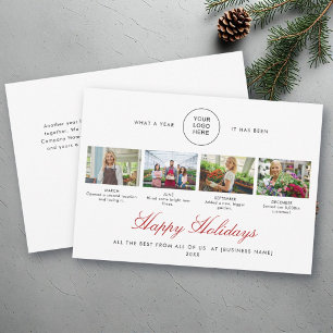 Business Logo What a Year in Review Photo Collage Holiday Card