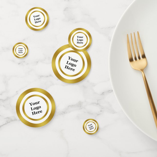 Business Logo White and Gold Elegant Template Confetti (Group)