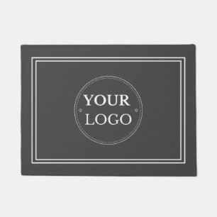 Business Logo White Border Promo Branding Gray  Doormat