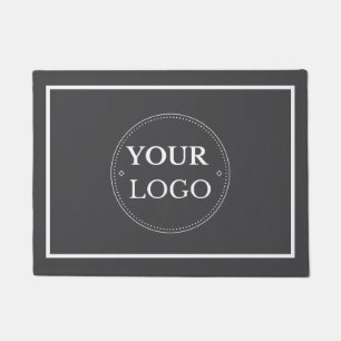 Business Logo White Border Promo Branding Grey Doormat