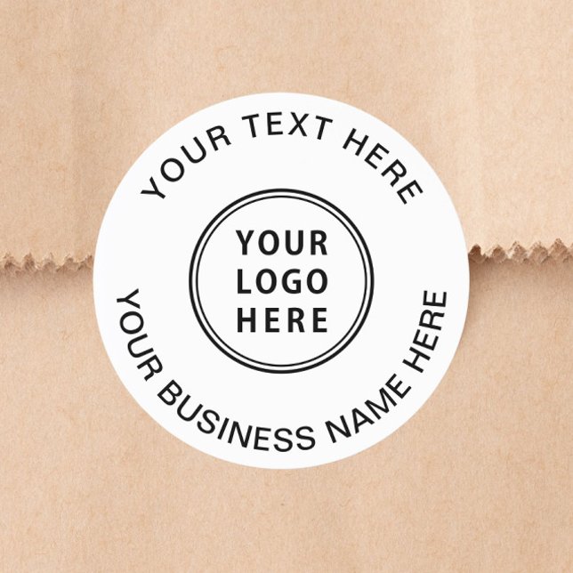 Business Logo White Classic Round Sticker (Creator Uploaded)