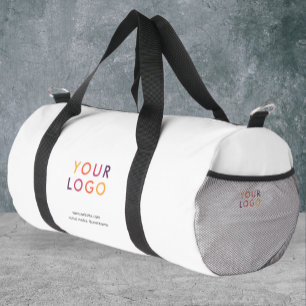 Business Logo White Duffle Bag