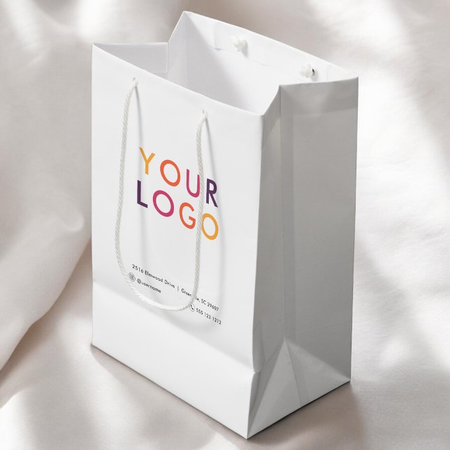 Business Logo White Medium Gift Bag (Creator Uploaded)