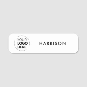 Business Logo White Minimalist Employee Staff Name Tag