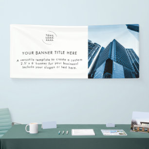 Business Logo White Minimalist Modern Photo 6' Banner