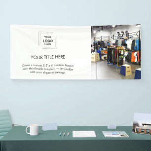 Business Logo White Minimalist Modern Photo 6' Banner