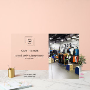 Business Logo   White Minimalist Modern Photo  Acrylic Sign