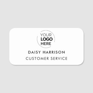 Business Logo White Modern Employee Staff Name Tag