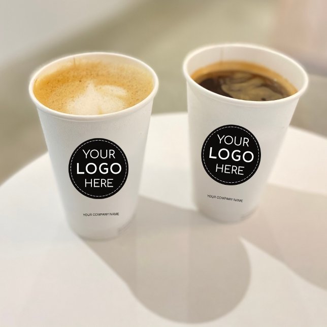 Business Logo white modern professional 8oz Paper Cups (Creator Uploaded)