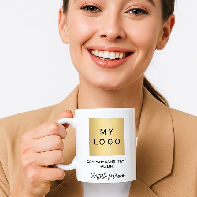 Business logo white name script coffee mug (Creator Uploaded)