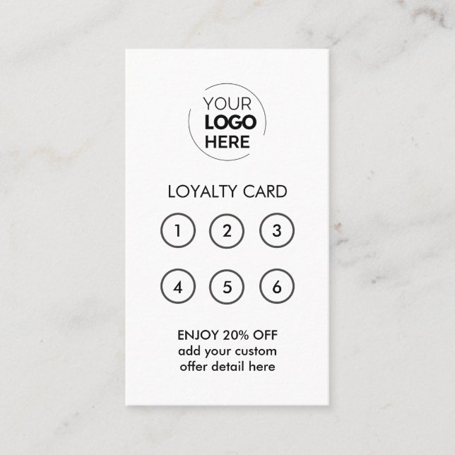Business Logo | White Professional Company Loyalty Card (Front)