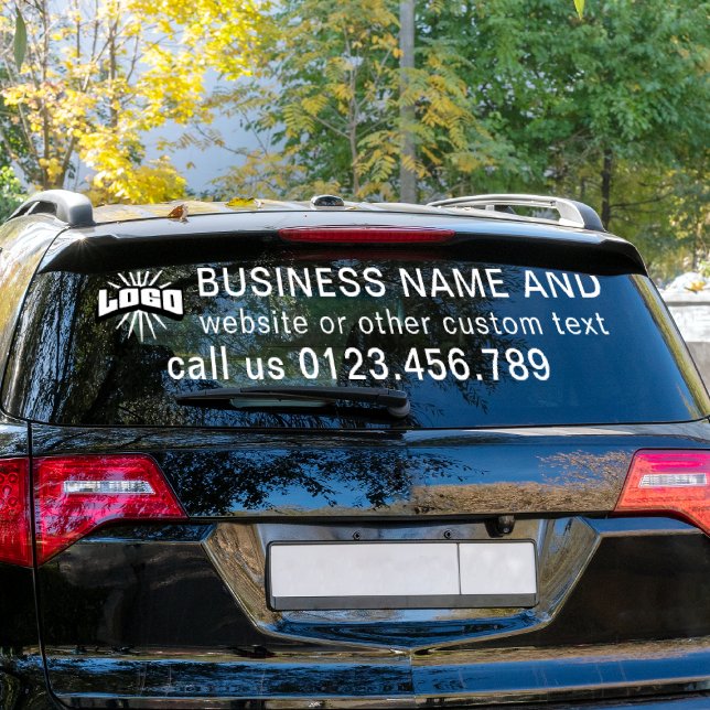 Business logo + white text Horizontal Vinyl Car (Creator Uploaded)
