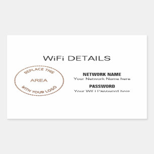 Business Logo Wifi Details Office Event Visitors Rectangular Sticker