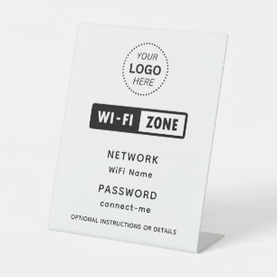 Business Logo WiFi Network & Password Details Pedestal Sign