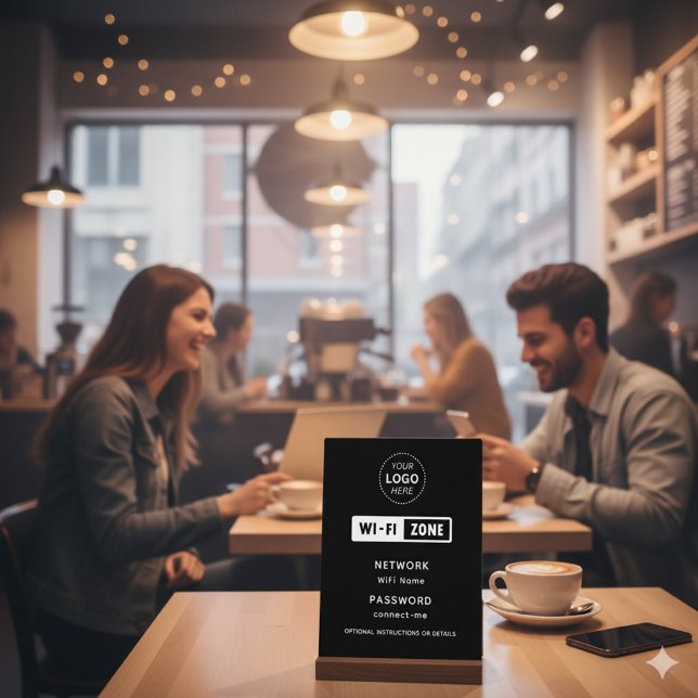 Business Logo WiFi Network & Password Details Plaque (Creator Uploaded)