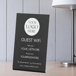 Business Logo Wifi Network Password Simple Modern Pedestal Sign