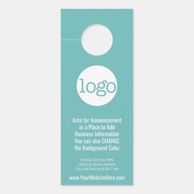 Business Logo with Announcement and Contact Info Door Hanger (Front)