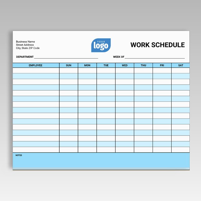 Business Logo Work Employee Schedule Notepad (Creator Uploaded)