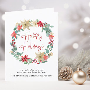 Business Logo Wreath Corporate Christmas Holiday Card