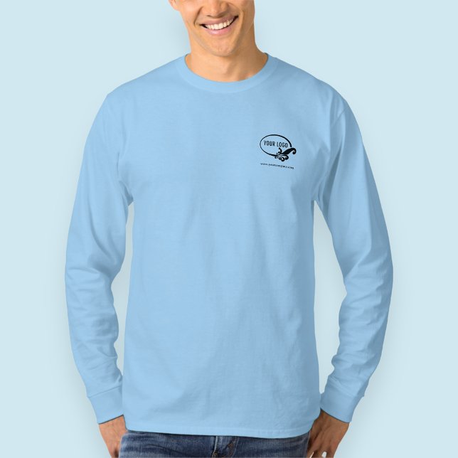 Business Long Sleeve Shirt Custom Corporate Logo (MISOOK Men’s Light Blue Long Sleeve Shirt with Logo)