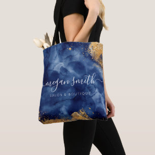 Business Luxe Navy Blue Gold Promotional Tote Bag