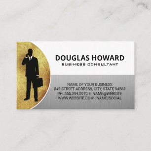 Business Man Golden Silver White Business Card