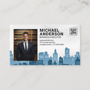 Business Man in Suit   City Skyline Card