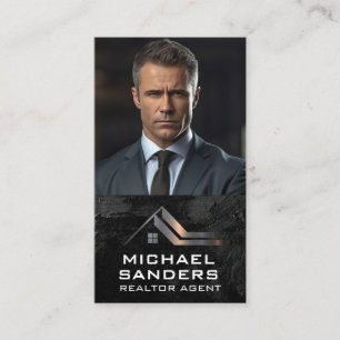 Business Man in Suit   Real Estate Logo Card