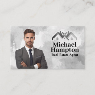 Business Man in Suit   Real Estate Logo Card