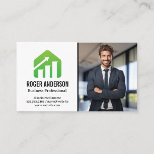Business Man Smiling in Office   Financial Logo Card