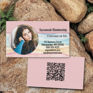 Business Marketing Custom Round Photo and QR Code Business Card