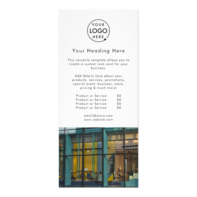 Business Marketing | Modern Minimalist Photo Logo Rack Card (Front)