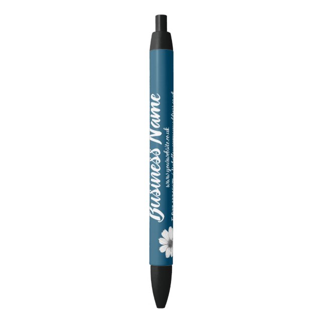 Business Marketing Personalized dark teal Black Ink Pen (Front Vertical)