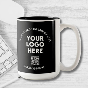 Business Message Custom Logo QR Code Two-Tone Coffee Mug