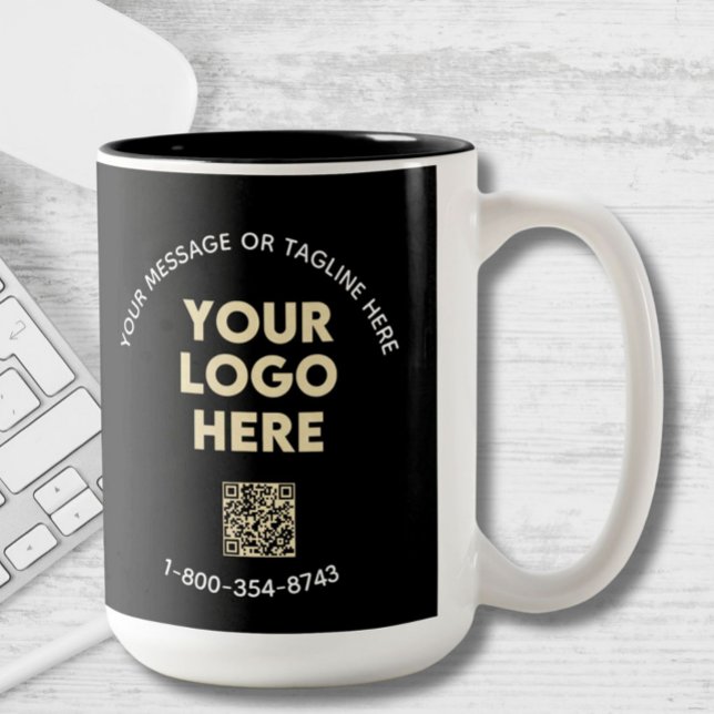 Business Message Custom Logo QR Code   Two-Tone Coffee Mug (Creator Uploaded)