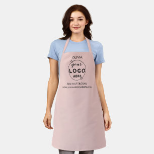 Business Minimal Custom Logo Blush Pink Apron