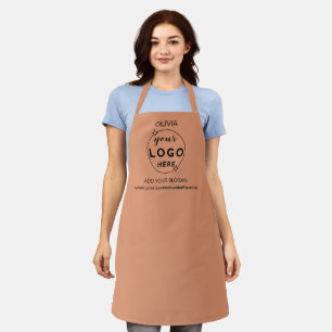 Business Minimal Custom Logo Pastel Coral Peach Apron