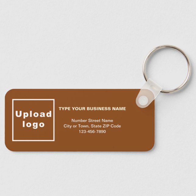Business Minimal Information Brown Rectangle Key Ring (Front)