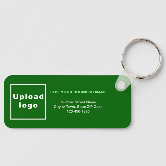 Business Minimal Information Green Rectangle Key Ring (Front)