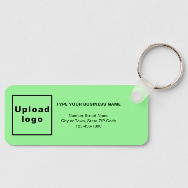 Business Minimal Information Light Green Rectangle Key Ring (Front)
