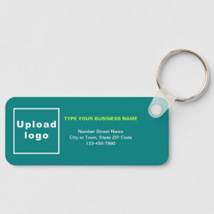 Business Minimal Information Teal Rectangle Key Ring