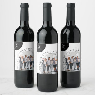 Business Modern Arch Photo Christmas Holiday Card Wine Label