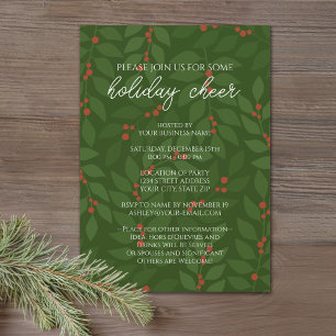 Business - modern berries branches Holiday Party Invitation