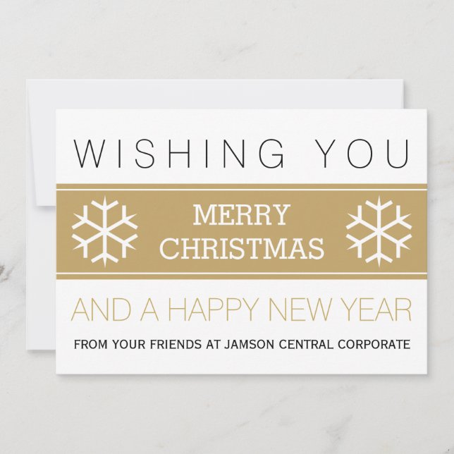 Business modern gold and white Christmas holiday Card (Front)