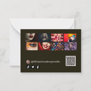 Business modern Makeup studio &QR code  Card