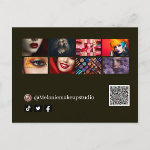 Business modern Makeup studio &QR code Postcard
