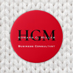 Business Modern Red Black 3 Letter Monogram Logo 7.5 Cm Round Badge<br><div class="desc">Create your business promotional products with your own logo with this made for business, professional modern and simple 3 letter monogram with black typography on red background. Personalised and customised with business and or person’s name in white typography and shadow for depth, contrast and increased legibility. Versatile design, easy to...</div>