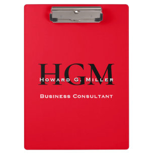 Business Modern Red Black 3 Letter Monogram Logo Clipboard