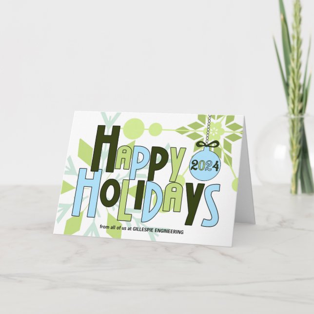 Business Modern Snowflake 2024 Custom Holiday Card (Front)